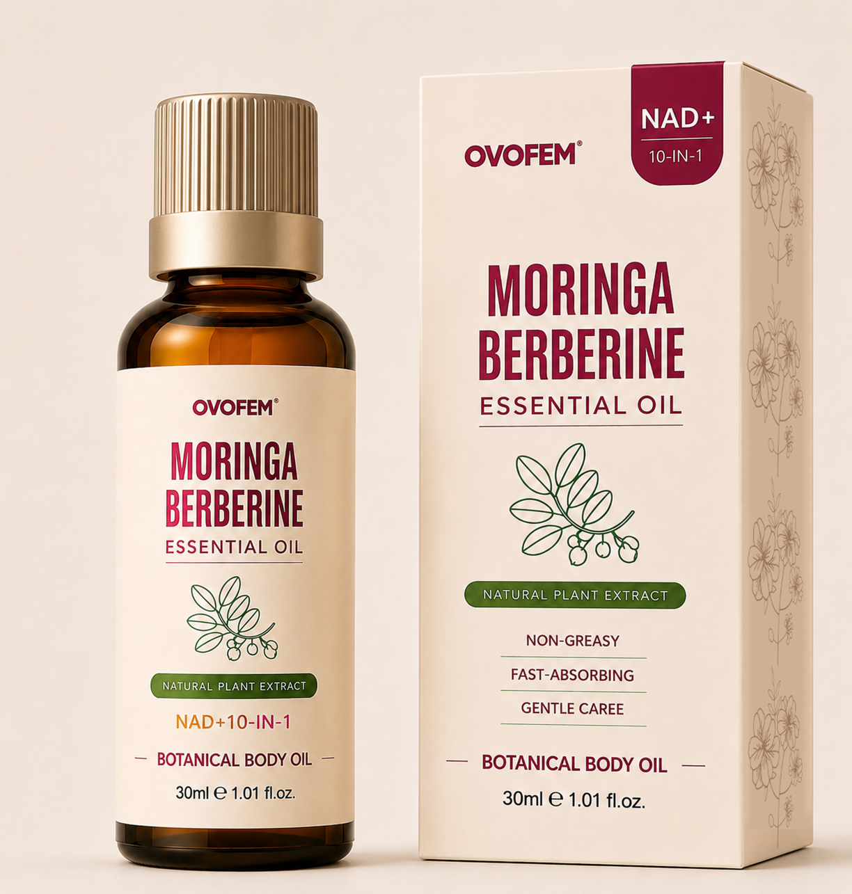 KLENIMORE Moringa Berberine Essential Oil bottle and box