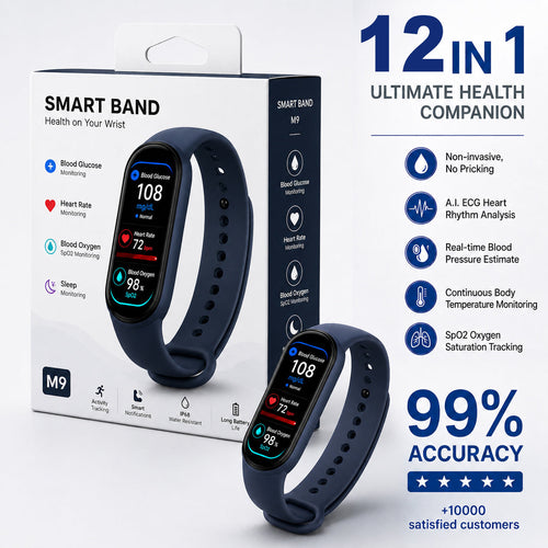 ⚡ Final 1 Hours Launch Offer 🏆 2026 Pryxo™ M9 Non-Invasive Smart Band 📈12 health reports - No-Prick