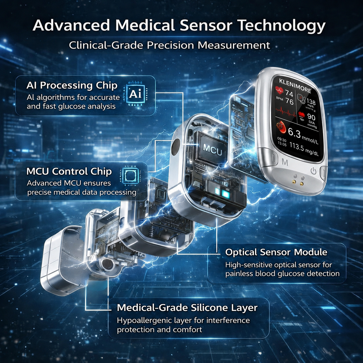 Technology style visual for smart wellness tracking device