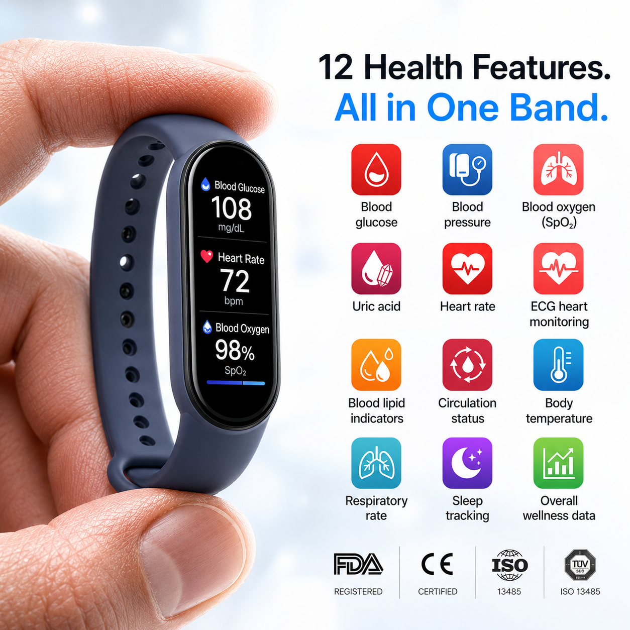 ⚡ Final 1 Hours Launch Offer 🏆 2026 Pryxo™ M9 Non-Invasive Smart Band 📈12 health reports - No-Prick